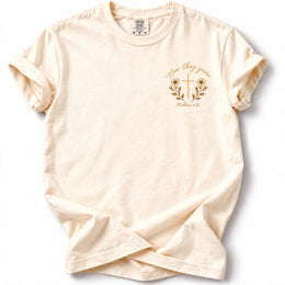 How They Grow Edition T-Shirt in Ivory – front chest floral cross design