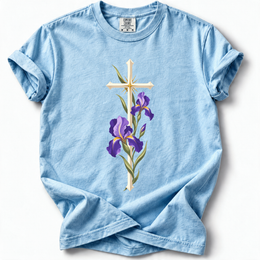 Iris Cross Premium T-Shirt — Chambray
