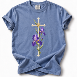 Iris Cross Premium T-Shirt — Mystic Blue