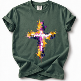 Jesus on the Cross Watercolor Premium T-Shirt — Blue Spruce