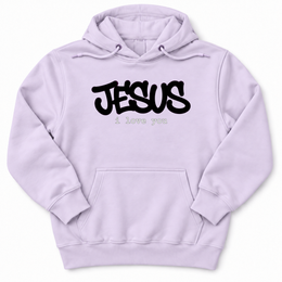 Jesus I Love You Graffiti Premium Hoodie in Lilac