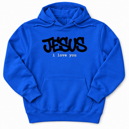 Jesus I Love You Graffiti Premium Hoodie in Royal