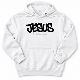 Jesus I Love You Graffiti Premium Hoodie in White