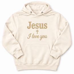 Jesus I Love You Script Premium Hoodie in Sandshell