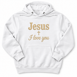 Jesus I Love You Script Premium Hoodie in White