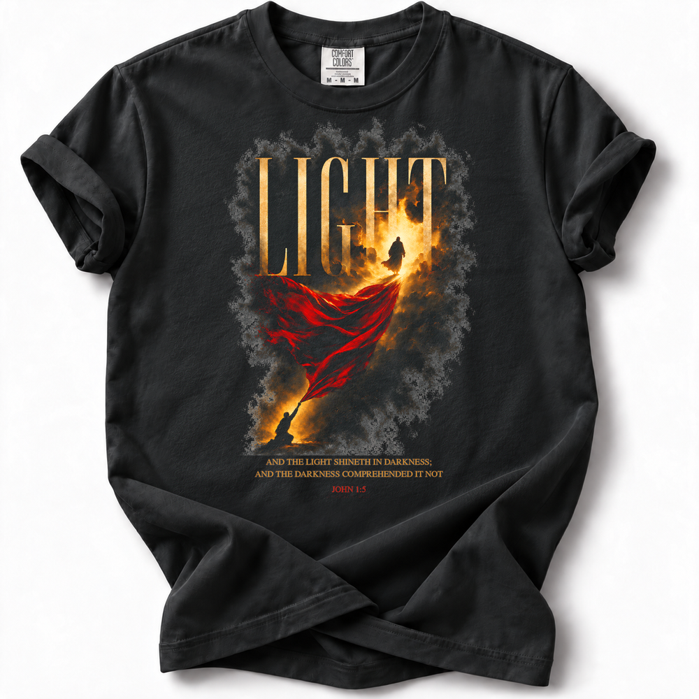 Light Shineth in Darkness Premium T-Shirt — Black — Front