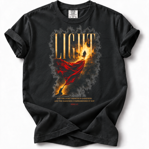 Light Shineth in Darkness Premium T-Shirt — Black — Front