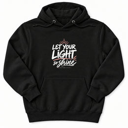 Let Your Light Shine Premium Hoodie in Black, flat front mockup