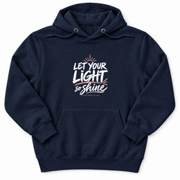 Let Your Light Shine Premium Hoodie in Navy, flat front mockup
