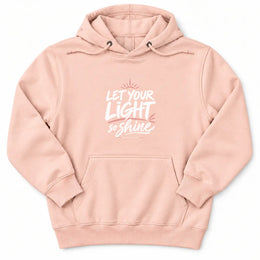 Let Your Light Shine Premium Hoodie in Pale Pink, flat front mockup
