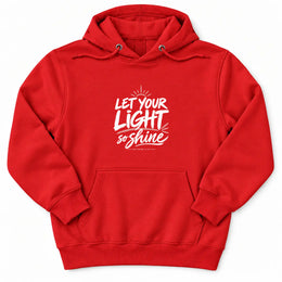 Let Your Light Shine Premium Hoodie in Red, flat front mockup