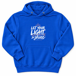 Let Your Light Shine Premium Hoodie in Royal Blue, flat front mockup