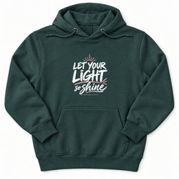 Let Your Light Shine Premium Hoodie in Sports Green, flat front mockup