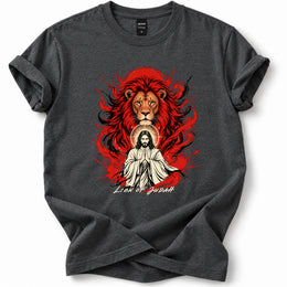 Lion of Judah Soft T-Shirt in Dark Heather, flat front mockup