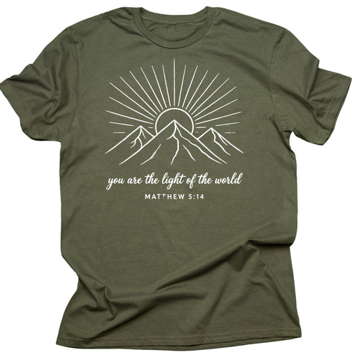 Matthew 5:14 Mountain Light Christian T-Shirt