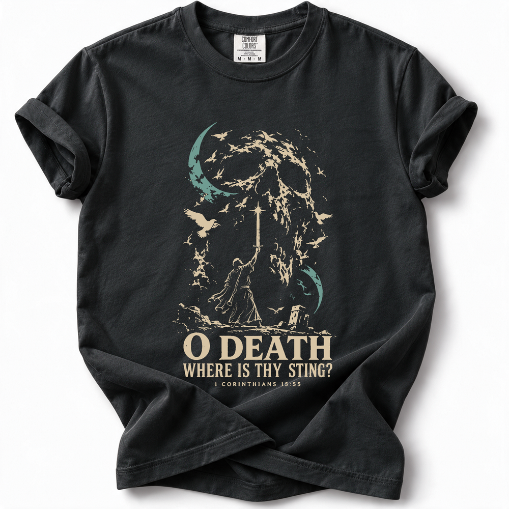O-Death Black Comfort Colors 1717 front flat mockup