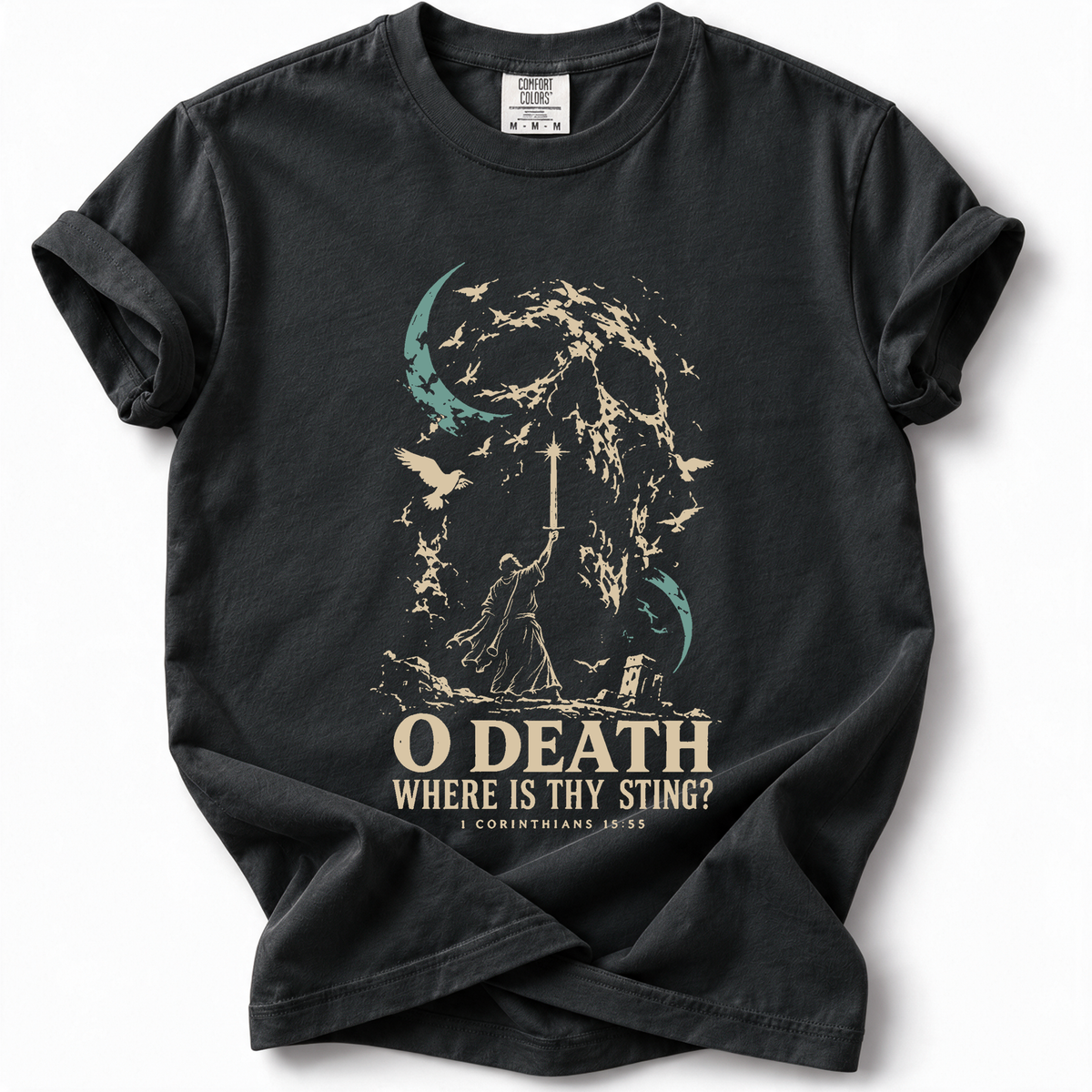 O-Death Black Comfort Colors 1717 front flat mockup