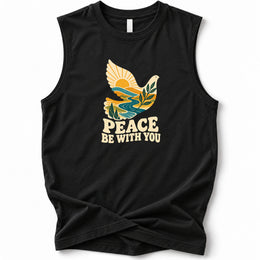 Peace Be With You Soft Tank — Black — front flat mockup