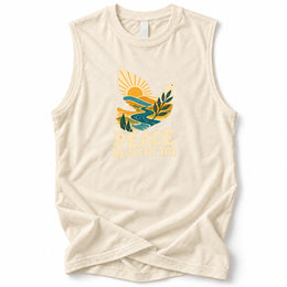 Peace Be With You Soft Tank — Natural — front flat mockup