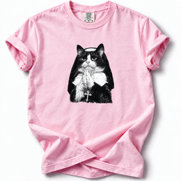 Praying Cat Premium T-Shirt — Blossom