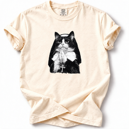 Praying Cat Premium T-Shirt — Ivory