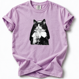 Praying Cat Premium T-Shirt — Orchid