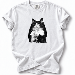Praying Cat Premium T-Shirt — White