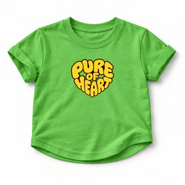Pure of Heart Baby T-Shirt in Apple, front flat mockup