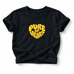 Pure of Heart Baby T-Shirt in Black, front flat mockup