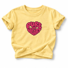 Pure of Heart Baby T-Shirt in Butter, front flat mockup