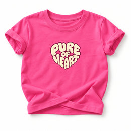 Pure of Heart Baby T-Shirt in Hot Pink, front flat mockup