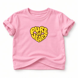 Pure of Heart Baby T-Shirt in Pink, front flat mockup