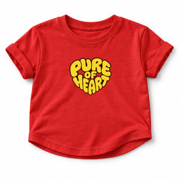 Pure of Heart Baby T-Shirt in Red, front flat mockup