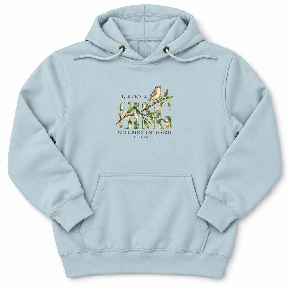 Sing Unto God Bird Premium Hoodie in Blue Mist