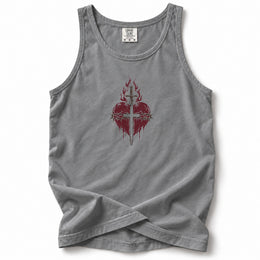Sacred Heart Premium Tank — Granite — front flat mockup
