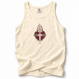 Sacred Heart Premium Tank — Ivory — front flat mockup