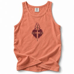 Sacred Heart Premium Tank — Terracotta — front flat mockup