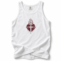 Sacred Heart Premium Tank — White — front flat mockup