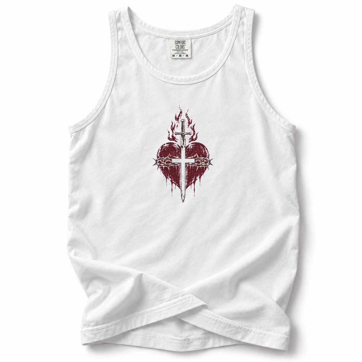 Sacred Heart Premium Tank — White — front flat mockup