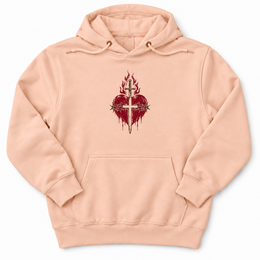 Sacred Heart Premium Hoodie in Pale Pink