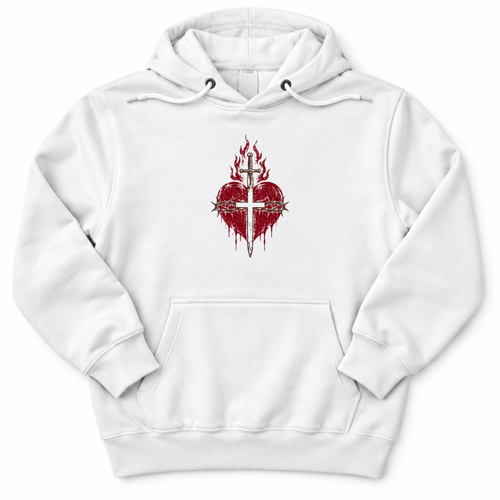 Sacred Heart Premium Hoodie in White