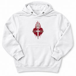 Sacred Heart Premium Hoodie in White