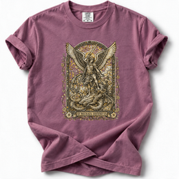 St. Michael Defend Us Premium T-Shirt — Berry