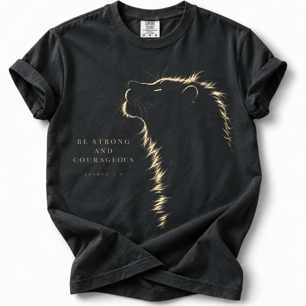 Strong & Courageous Lion Premium T-Shirt — Black