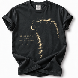 Strong & Courageous Lion Premium T-Shirt — Black