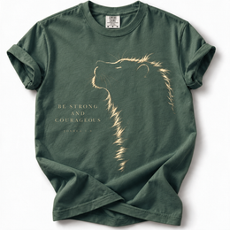 Strong & Courageous Lion Premium T-Shirt — Blue Spruce