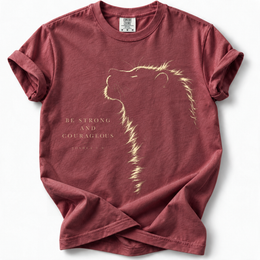 Strong & Courageous Lion Premium T-Shirt — Chili