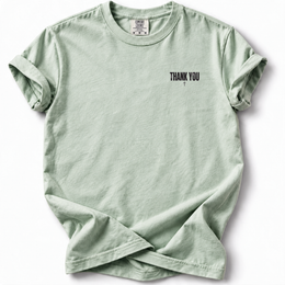Thank You Cross Premium T-Shirt in Bay, front flat mockup