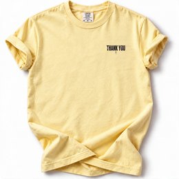 Thank You Cross Premium T-Shirt in Butter, front flat mockup