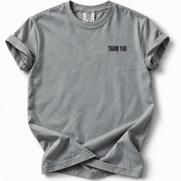 Thank You Cross Premium T-Shirt in Granite, front flat mockup